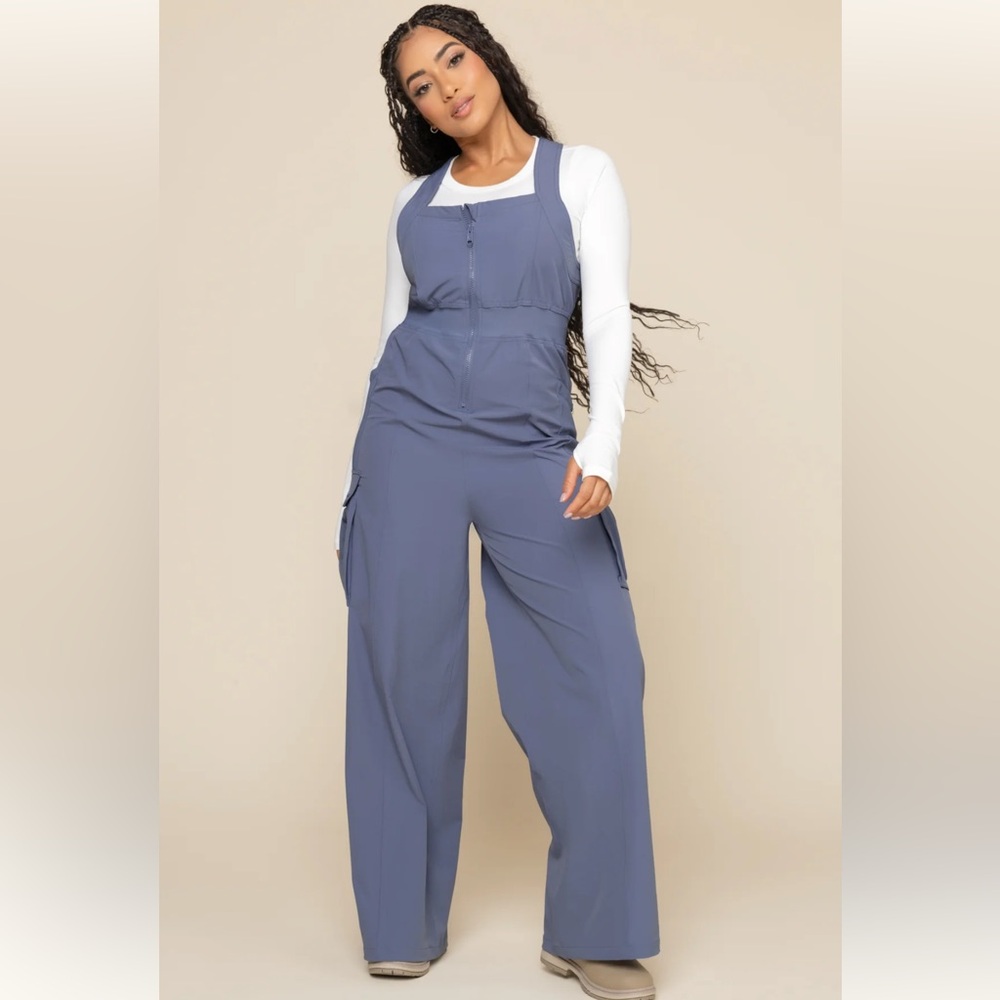 POPFLEX Periwinkle Sleeveless Jumpsuit Petite NWT - Picture 6 of 11